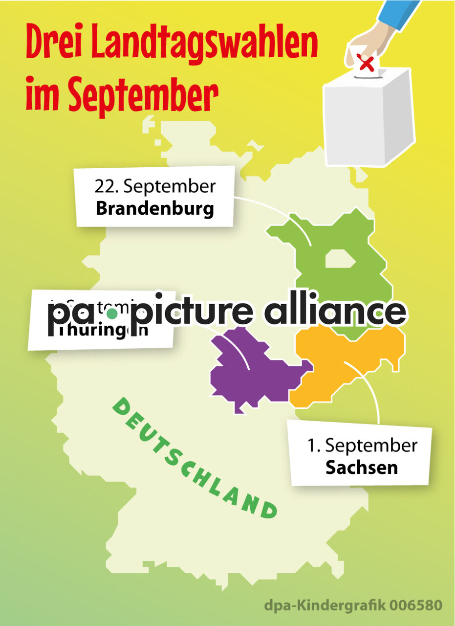 Kindergrafik: Landtagswahlen im September (24.07.2024)