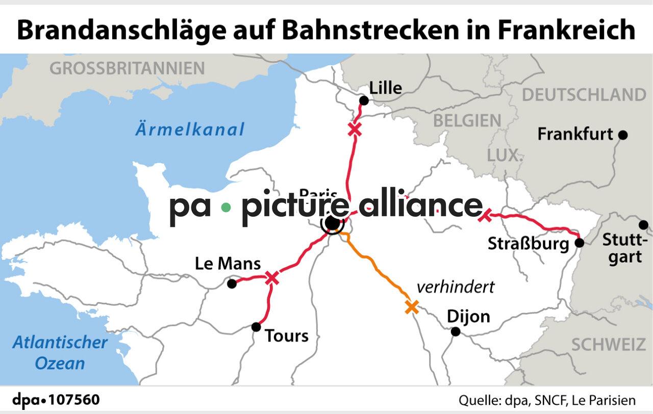 Brandanschläge auf Bahnstrecken in Frankreich (26.07.2024)