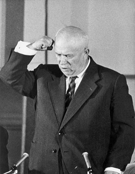 Der sowjetische Ministerpräsident Nikita Chruschtschow während einer...