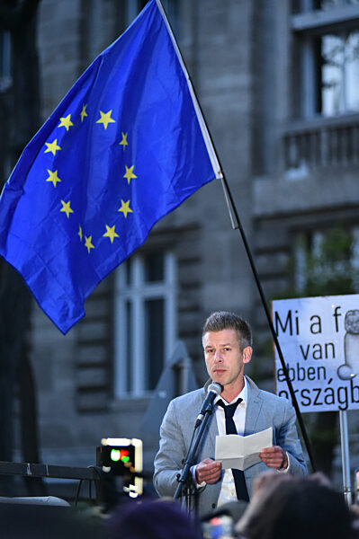 Protestors Gather In Budapest After Peter Magyar Released A Voice Recording Of The Former Justice Minister.