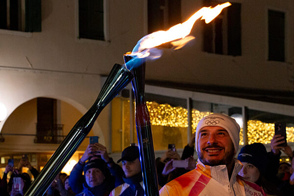 Olympic Torch In Padova For The Winter Olympic Games Of Milano Cortina 2026