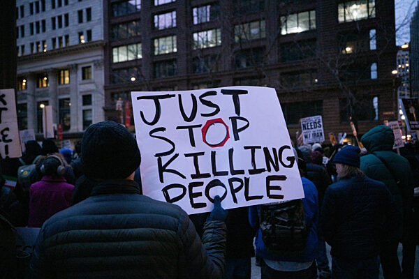 Protest Of Strikes On Iran In Chicago