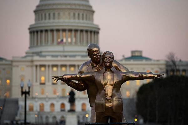 Statue of Trump and Epstein appears in front of the U.S. Capitol