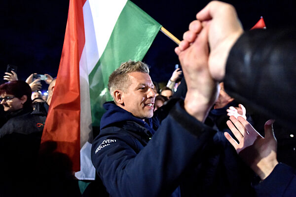 Peter Magyar Holds A Major Campaign Rally In Gyor, 3 Days Before The Election.