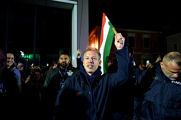 Peter Magyar Holds A Major Campaign Rally In Gyor, 3 Days Before The Election.