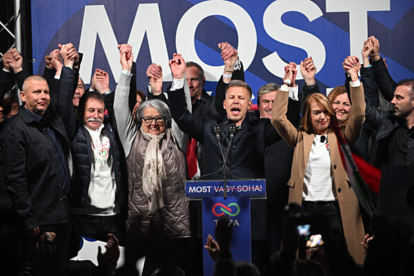 Peter Magyar Holds His Final Campaign Rally In Debrecen, The Night Before The Hungarian General Election.