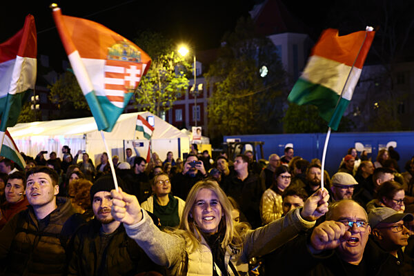 Peter Magyar Election Evening In Budapest