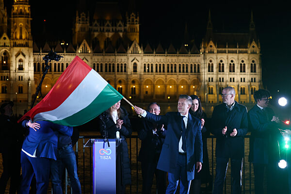 Peter Magyar Election Evening In Budapest