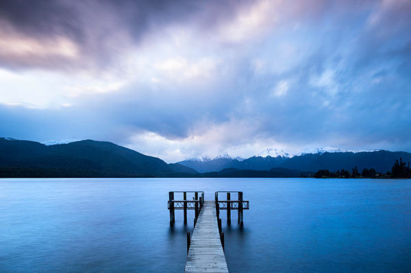 8230 Te Anau jetty with lake and mountain in background, South Island, New Zealand