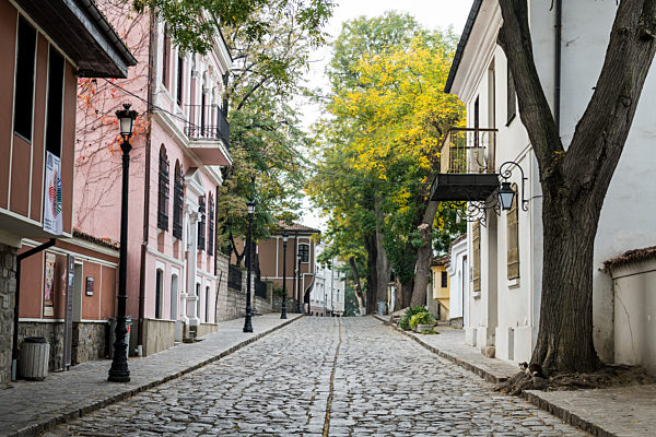 Cobbled streets in the old Town, Plovdiv, Bulgaria