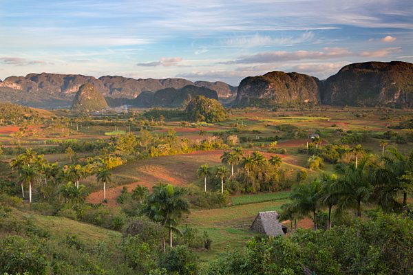 Vinales Valley, UNESCO World Heritage Site, bathed in early morning sunlight, Vinales, Pinar Del Rio Province, Cuba, West Indies, Central America