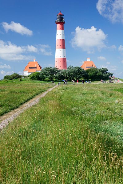 Westerheversand Lighthouse, Westerhever, Eiderstedt Peninsula, Schleswig Holstein, Germany, Europe