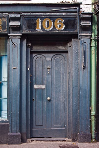 Faded elegant old doorway in Youghal, County Cork, Southern Ireland