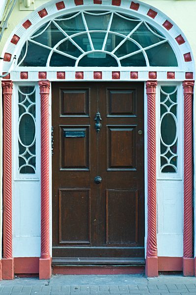 Traditional brightly coloured doorway in Kinsale, County Cork, Ireland