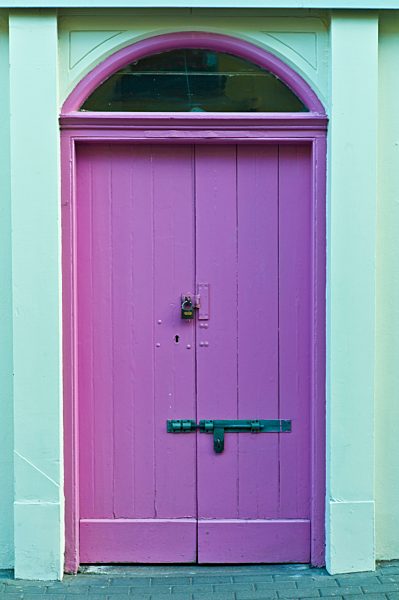 Traditional brightly coloured doorway in Kinsale, County Cork, Ireland