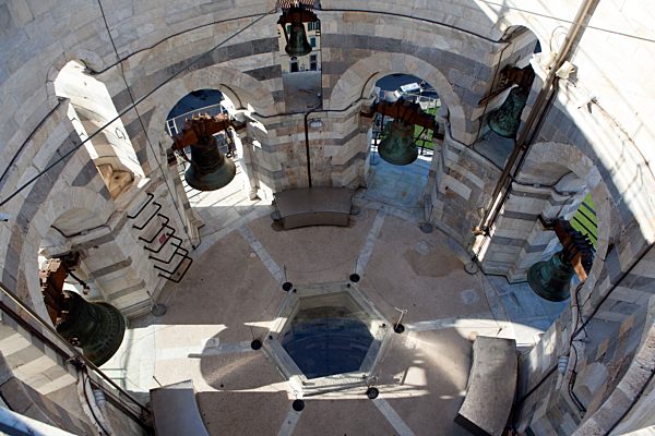 Inside the Leaning Tower of Pisa, UNESCO World Heritage Site, Pisa, Tuscany, Italy, Europe