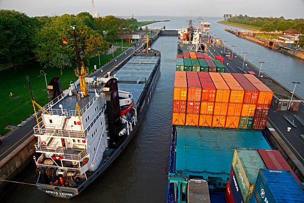 Brunsbuettel Lock of Kiel Canal, Schleswig-Holstein, Germany