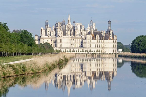 The chateau of Chambord in France. It is one of the most recognizble castles in the World and is in UNESCO Loire Valley.