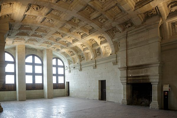The interior of Chateau de Chambord in France.