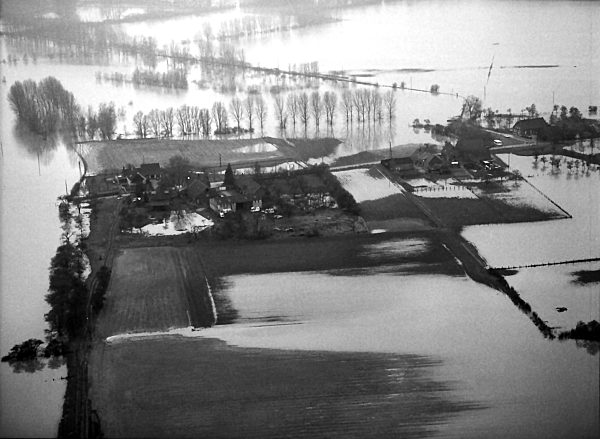 Hochwassereinwirkung im Bereich der Bislicher Insel-Wesel im Bundesland Nordrhein-Westfalen, Deutschland