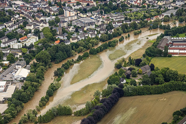 Hochwasserschäden der Flutkatastrophe in Hagen im Bundesland Nordrhein-Westfalen, Deutschland