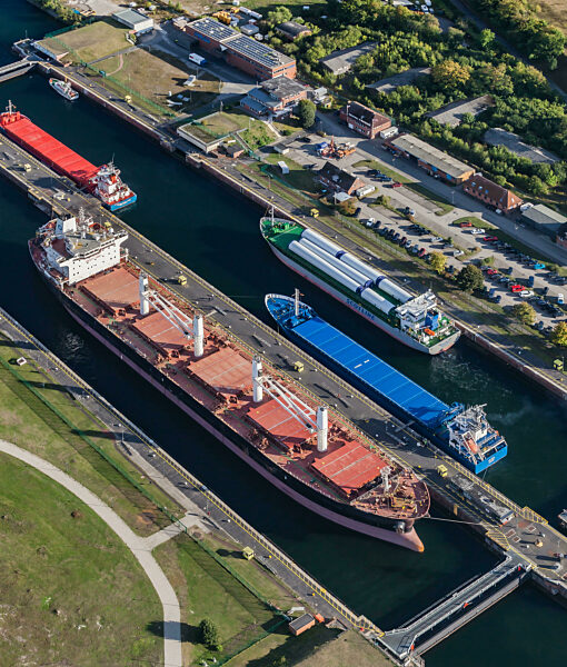 Schleusen im Nord- Ostsee- Kanal in Kiel im Bundesland Schleswig-Holstein, Deutschland