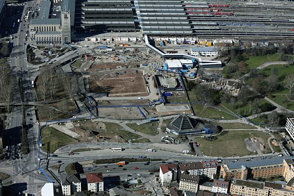 Baustelle am Stuttgarter Hauptbahnhof in Baden-Württemberg