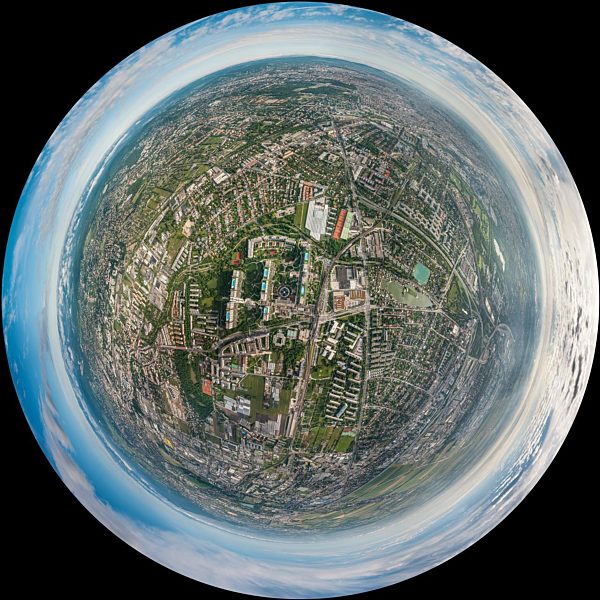 Fish Eye- Stadtansicht des Stadtteils  Alterlaa in Wien in Österreich