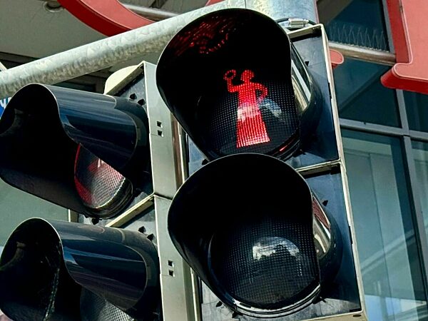 Ampel mit Magdeburger Jungfrau und Magdeburger Reiter eingeweiht