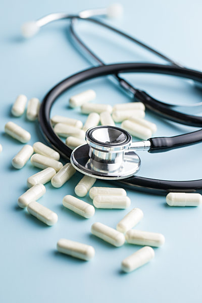 White medicine capsules.