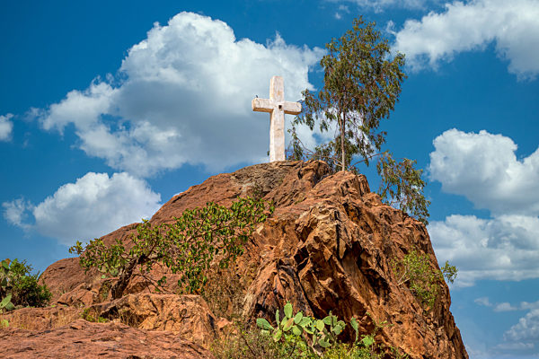 White cross on hil, Aksum Ethiopia