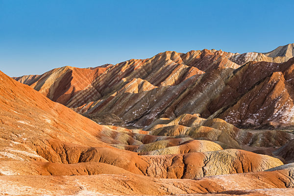 beautiful hilly landscape in sunset at zhangye