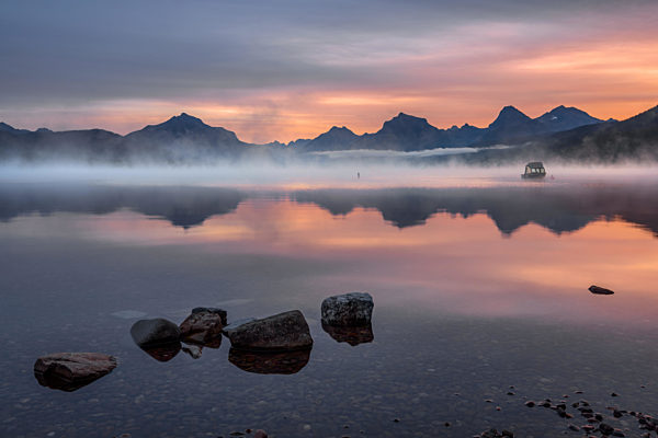 Boat Moored in Lake McDonald near Apgar
