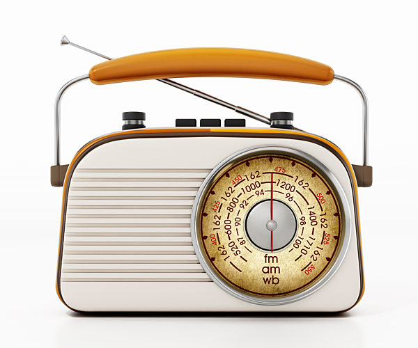 Vintage radio isolated on white background. 3D illustration