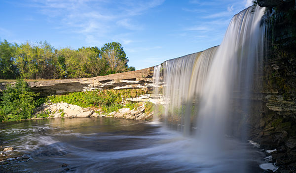 view of the picturesque Jagala Waterfall in northern Estonia