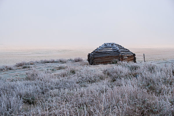 Altai shepherd's house ail and lake Dzhangyskol on mountain plateau Eshtykel. Altai, Russia