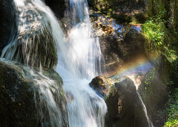 Waterfall at Canyon of Wolfes at Bad Kreuzen Austria with rainbow