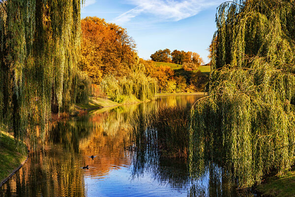 Autumn in Moczydlo Park in Warsaw