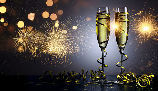 New years eve celebration background with champagne