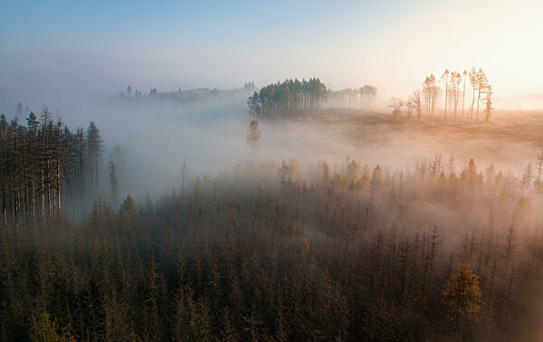 Aerial view of autumn countryside, traditional fall landscape in centra Europe