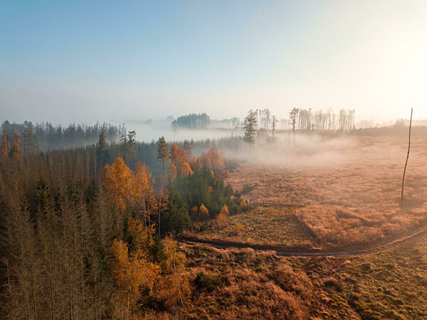 Aerial view of autumn countryside, traditional fall landscape in central Europe