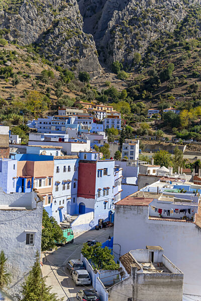 Scenic View Of The Famous City Of Chefchaouen Also Known As The Blue Pearl