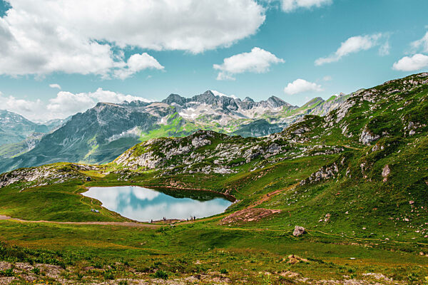 panoramic view of Lake Monzabon in Austria