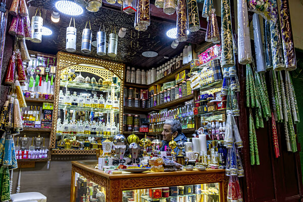 Small Fruits, Meats And Vegetables Are Sold In The Open Market In The City Of Fes, Morocco, Africa