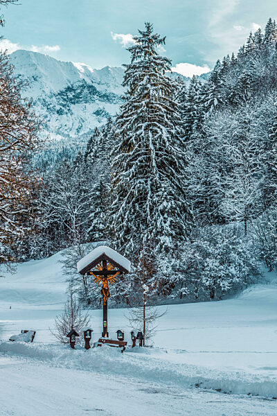 snow-covered winter landscape in the Alps