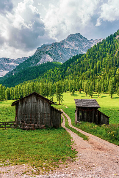Old alpine hut in the Dolomites