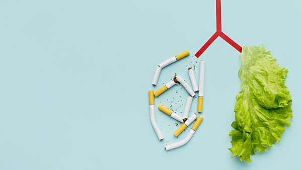 lungs shape with salad cigarettes copy space . High quality and resolution beautiful photo concept