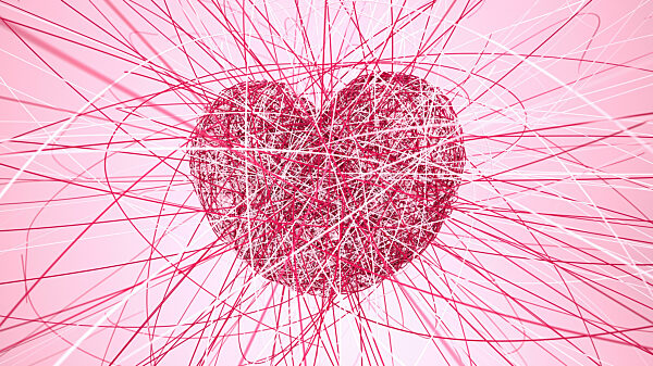 Scribble Heart Pink Background