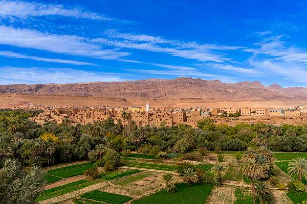 Beautiful Cliffs and Blue Skies Near Errachidia, Morocco, Africa