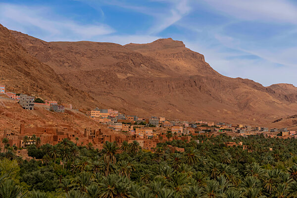 Beautiful Cliffs and Blue Skies Near Errachidia, Morocco, Africa